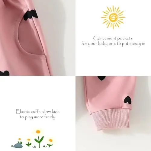 AMAWMW Infant Baby Girl Clothes Long Sleeve Loose Sweatshirts Pockets Pants Headband Outfits Fall Winter Spring Gift - 5