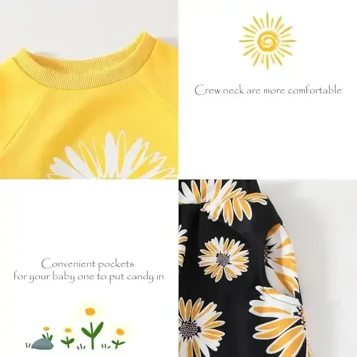 AMAWMW Infant Baby Girl Clothes Long Sleeve Loose Sweatshirts Pockets Pants Headband Outfits Fall Winter Spring Gift - 6