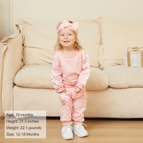 AMAWMW Infant Baby Girl Clothes Long Sleeve Loose Sweatshirts Pockets Pants Headband Outfits Fall Winter Spring Gift - AMAWMW (1)