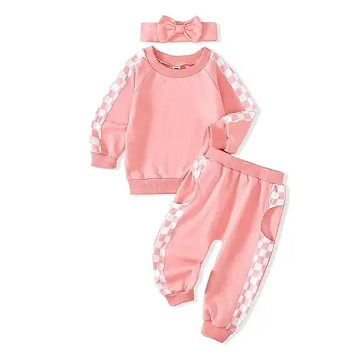 AMAWMW Infant Baby Girl Clothes Long Sleeve Loose Sweatshirts Pockets Pants Headband Outfits Fall Winter Spring Gift - AMAWMW