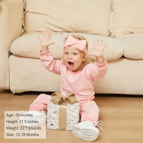 AMAWMW Infant Baby Girl Clothes Long Sleeve Loose Sweatshirts Pockets Pants Headband Outfits Fall Winter Spring Gift - 4