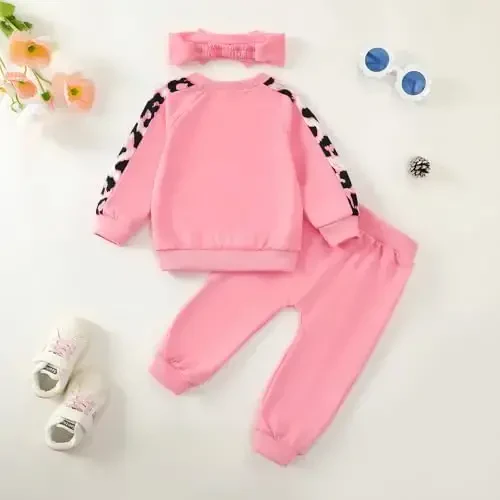 AMAWMW Infant Baby Girl Clothes Long Sleeve Loose Sweatshirts Pockets Pants Headband Outfits Fall Winter Spring Gift - AMAWMW (1)
