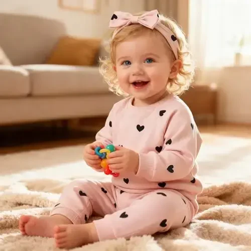 AMAWMW Infant Baby Girl Clothes Long Sleeve Loose Sweatshirts Pockets Pants Headband Outfits Fall Winter Spring Gift - AMAWMW (1)