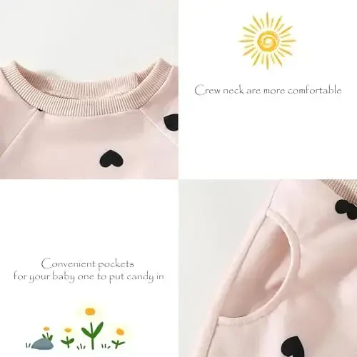 AMAWMW Infant Baby Girl Clothes Long Sleeve Loose Sweatshirts Pockets Pants Headband Outfits Fall Winter Spring Gift - 5