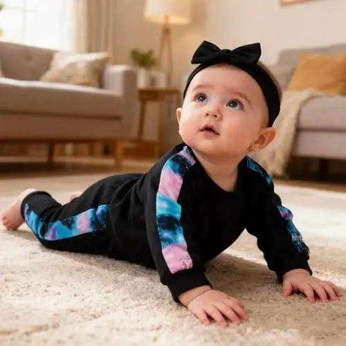 AMAWMW Infant Baby Girl Clothes Long Sleeve Loose Sweatshirts Pockets Pants Headband Outfits Fall Winter Spring Gift - 4