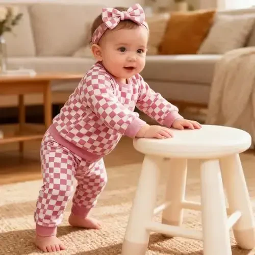 AMAWMW Infant Baby Girl Clothes Long Sleeve Loose Sweatshirts Pockets Pants Headband Outfits Fall Winter Spring Gift - 4