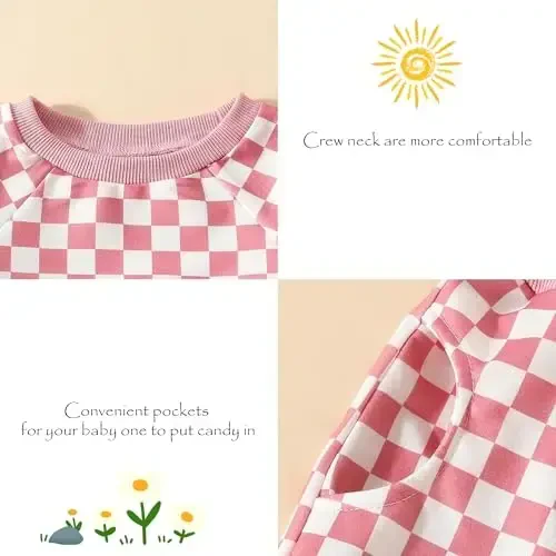 AMAWMW Infant Baby Girl Clothes Long Sleeve Loose Sweatshirts Pockets Pants Headband Outfits Fall Winter Spring Gift - 5