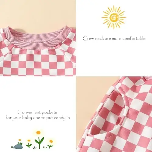 AMAWMW Infant Baby Girl Clothes Long Sleeve Loose Sweatshirts Pockets Pants Headband Outfits Fall Winter Spring Gift - 5