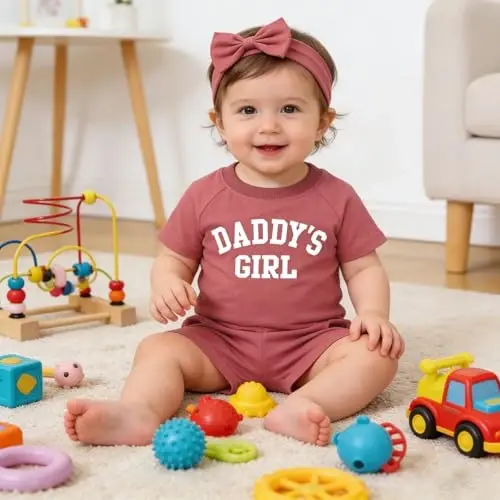 AMAWMW Infant Baby Girl Clothes Long Sleeve Loose Sweatshirts Pockets Pants Headband Outfits Fall Winter Spring Gift - 2