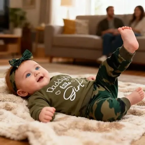 AMAWMW Infant Baby Girl Clothes Long Sleeve Loose Sweatshirts Pockets Pants Headband Outfits Fall Winter Spring Gift - 4