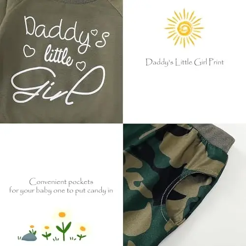 AMAWMW Infant Baby Girl Clothes Long Sleeve Loose Sweatshirts Pockets Pants Headband Outfits Fall Winter Spring Gift - 5