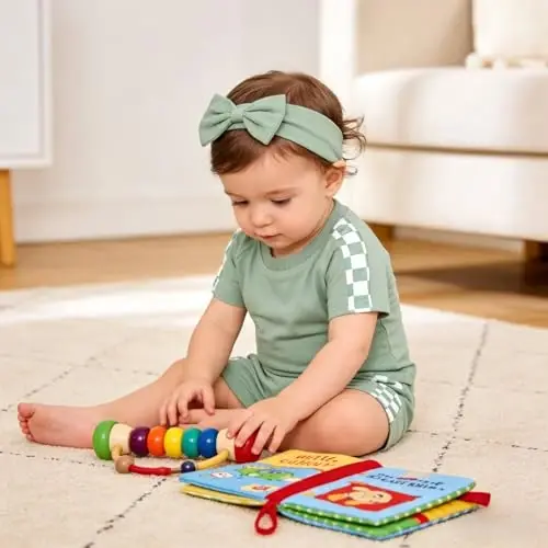 AMAWMW Infant Baby Girl Clothes Long Sleeve Loose Sweatshirts Pockets Pants Headband Outfits Fall Winter Spring Gift - 3