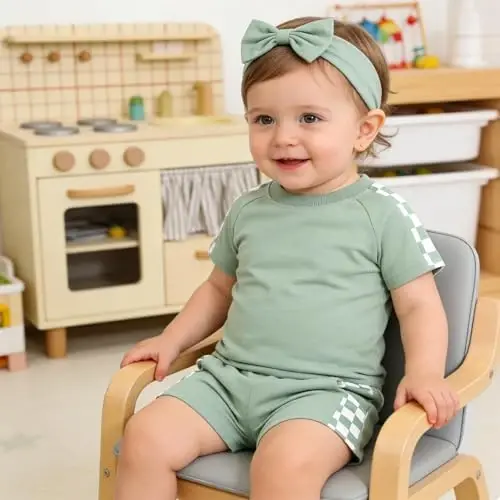 AMAWMW Infant Baby Girl Clothes Long Sleeve Loose Sweatshirts Pockets Pants Headband Outfits Fall Winter Spring Gift - 4