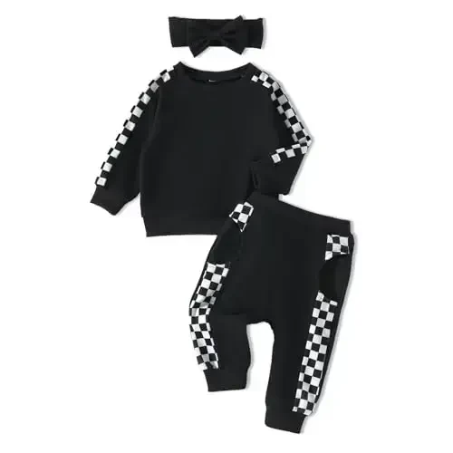 AMAWMW Infant Baby Girl Clothes Long Sleeve Loose Sweatshirts Pockets Pants Headband Outfits Fall Winter Spring Gift - AMAWMW