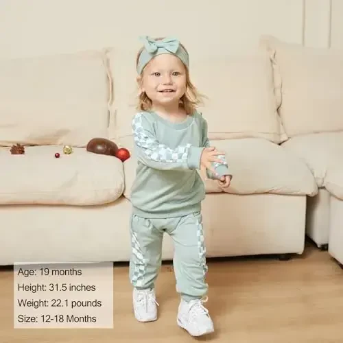AMAWMW Infant Baby Girl Clothes Long Sleeve Loose Sweatshirts Pockets Pants Headband Outfits Fall Winter Spring Gift - AMAWMW (1)