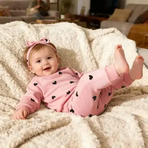 AMAWMW Infant Baby Girl Clothes Long Sleeve Loose Sweatshirts Pockets Pants Headband Outfits Fall Winter Spring Gift - AMAWMW (1)