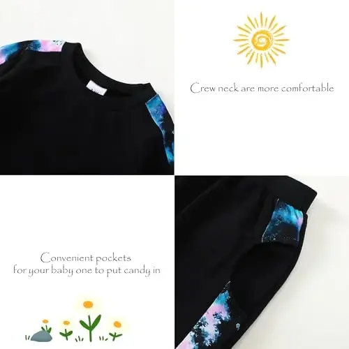 AMAWMW Infant Baby Girl Clothes Long Sleeve Loose Sweatshirts Pockets Pants Headband Outfits Fall Winter Spring Gift - 6