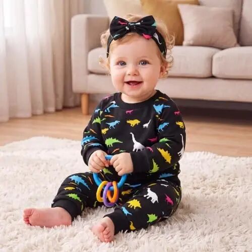 AMAWMW Infant Baby Girl Clothes Long Sleeve Loose Sweatshirts Pockets Pants Headband Outfits Fall Winter Spring Gift - AMAWMW (1)