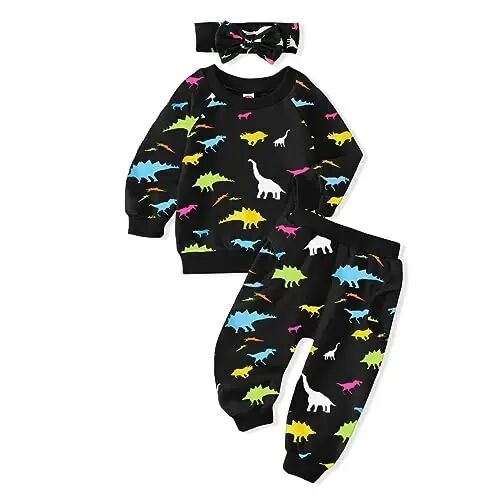 AMAWMW Infant Baby Girl Clothes Long Sleeve Loose Sweatshirts Pockets Pants Headband Outfits Fall Winter Spring Gift - AMAWMW