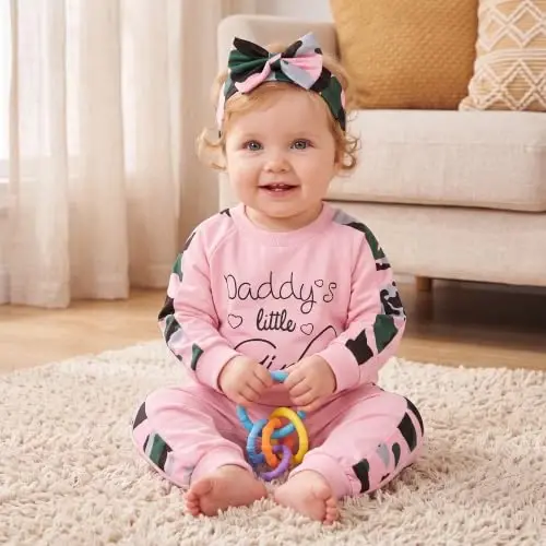 AMAWMW Infant Baby Girl Clothes Long Sleeve Loose Sweatshirts Pockets Pants Headband Outfits Fall Winter Spring Gift - AMAWMW (1)