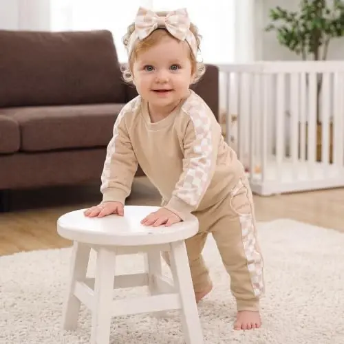 AMAWMW Infant Baby Girl Clothes Long Sleeve Loose Sweatshirts Pockets Pants Headband Outfits Fall Winter Spring Gift - 3