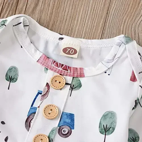 AMAWMW Newborn Baby Boys Girls Cartoon Sleeper Gown Long Sleeve Mountain Nightgown Hat Outfits - 3
