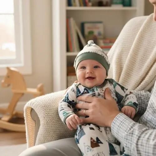 AMAWMW Newborn Baby Boys Girls Cartoon Sleeper Gown Long Sleeve Mountain Nightgown Hat Outfits - AMAWMW