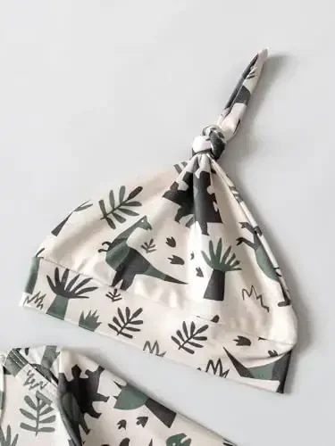 AMAWMW Newborn Baby Boys Girls Cartoon Sleeper Gown Long Sleeve Mountain Nightgown Hat Outfits - 6