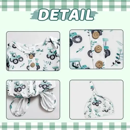AMAWMW Newborn Baby Boys Girls Cartoon Sleeper Gown Long Sleeve Mountain Nightgown Hat Outfits 