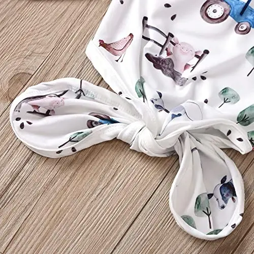 AMAWMW Newborn Baby Boys Girls Cartoon Sleeper Gown Long Sleeve Mountain Nightgown Hat Outfits - 5