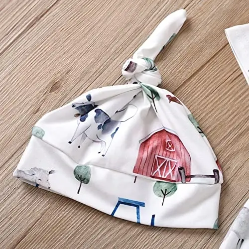 AMAWMW Newborn Baby Boys Girls Cartoon Sleeper Gown Long Sleeve Mountain Nightgown Hat Outfits - 3