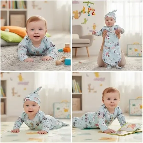 AMAWMW Newborn Baby Boys Girls Cartoon Sleeper Gown Long Sleeve Mountain Nightgown Hat Outfits - AMAWMW (1)