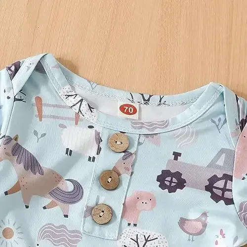 AMAWMW Newborn Baby Boys Girls Cartoon Sleeper Gown Long Sleeve Mountain Nightgown Hat Outfits - 4