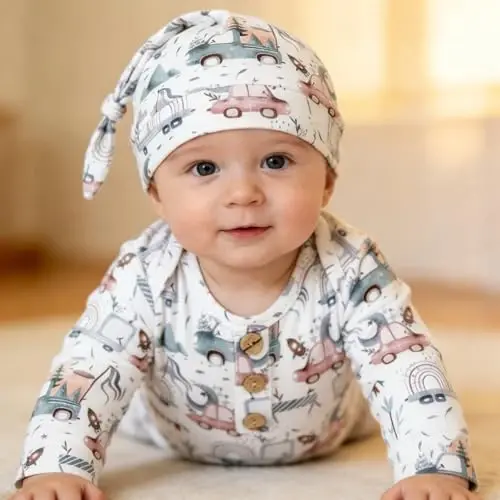 AMAWMW Newborn Baby Boys Girls Cartoon Sleeper Gown Long Sleeve Mountain Nightgown Hat Outfits - 4