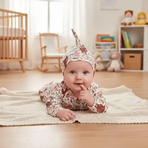 AMAWMW Newborn Baby Boys Girls Cartoon Sleeper Gown Long Sleeve Mountain Nightgown Hat Outfits 