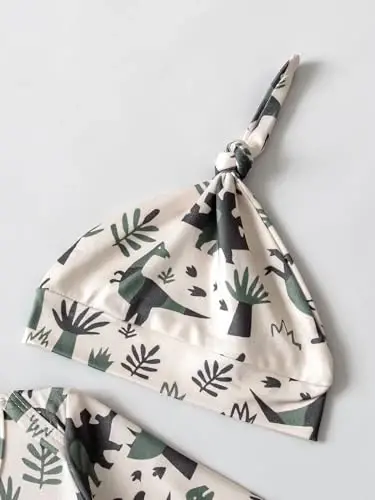 AMAWMW Newborn Baby Boys Girls Cartoon Sleeper Gown Long Sleeve Mountain Nightgown Hat Outfits - 6