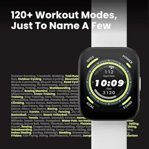 Amazfit Bip 5 Aql Soati 46mm, GPS, ichki Alexa, Bluetooth qo'ng'iroq, 10 kunlik batareya, yurak urish tezligi va VO2 Max, uxlash sog'lig'ini kuzatish, AI Fitness ilovasi, 120 dan ortiq sport rejimlari, Android va iPhone uchun, qora - 3