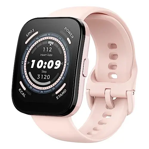 Amazfit Bip 5 Smart Watch 46mm, GPS, Modazone Alexa Built-in, Bluetooth Calling, 10 kunlik batareya, Yurak urishi va VO2 Max, Uyqu salomatligini kuzatish, AI Fitness Tracker ilovasi, Android va iPhone uchun, Pastel pushti - AMAZFIT