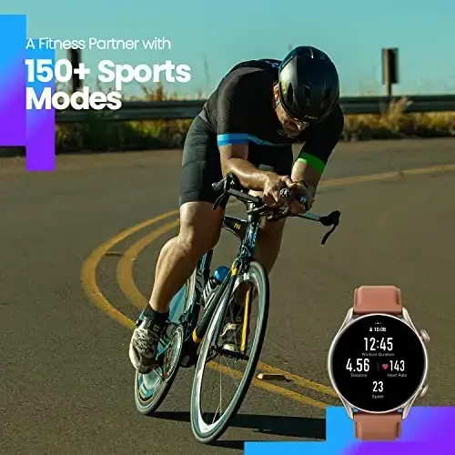 Amazfit GTR 3 Pro erkaklar uchun aqlli soat 46mm, 14 kunlik batareya quvvati, GPS, Alexa, Bluetooth qo'ng'iroqlari, 150+ sport rejimi bilan fitnes treker, uyqu yurak urishini kuzatish, Android iPhone uchun, jigarrang - 6