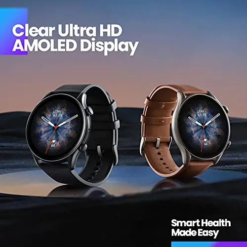Amazfit GTR 3 Pro erkaklar uchun aqlli soat 46mm, 14 kunlik batareya quvvati, GPS, Alexa, Bluetooth qo'ng'iroqlari, 150+ sport rejimi bilan fitnes treker, uyqu yurak urishini kuzatish, Android iPhone uchun, jigarrang - 5