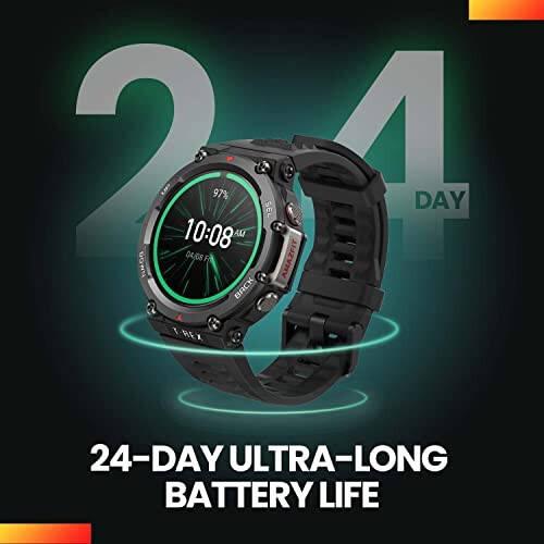 Amazfit T-Rex 2 Smart Watch for Men, Dual-Band & 6 Satellite Positioning, 24-Day Battery Life, Ultra-Low Temperature Operation, Rugged Outdoor GPS Military Watch, Black Gold (Renewed) - 4