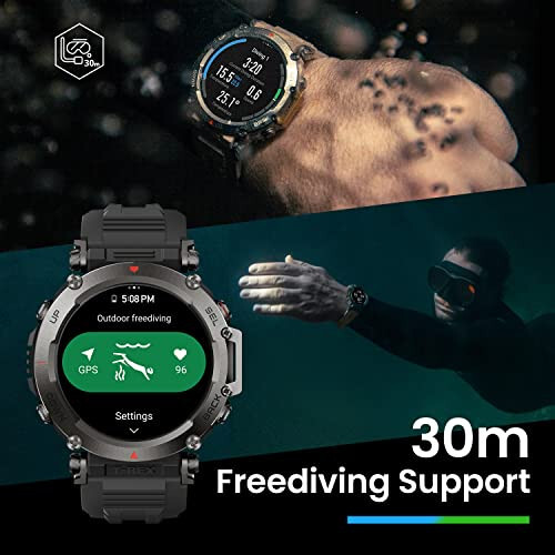 Amazfit T-Rex Ultra Smart Watch for Men, 30m Freediving, Dual-Band GPS & Offline Map Support, Mud-Resistant 10 ATM, Military-Grade,Black (Renewed) - 2