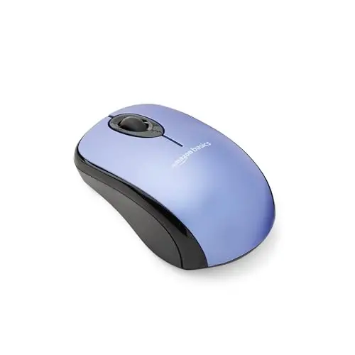 Amazon Basics 2.4 Ghz Wireless Optical Computer Mouse with USB Nano Receiver, Blue - 1