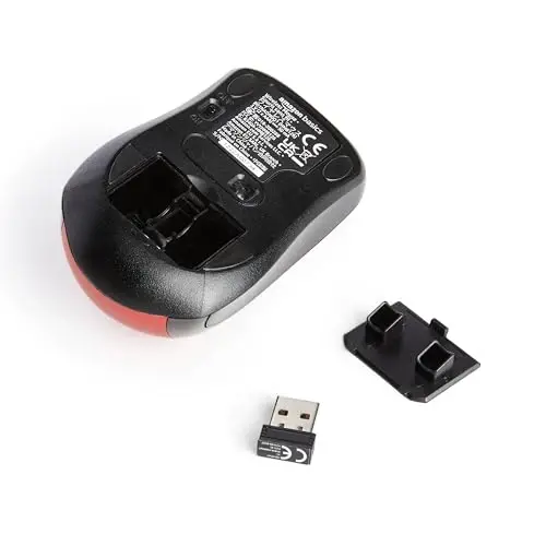 Amazon Basics 2.4 GHz Optical Wireless Mouse for Laptop and Computer, USB Nano Receiver, Red - 4