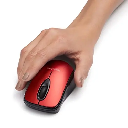 Amazon Basics 2.4 GHz Optical Wireless Mouse for Laptop and Computer, USB Nano Receiver, Red - 5