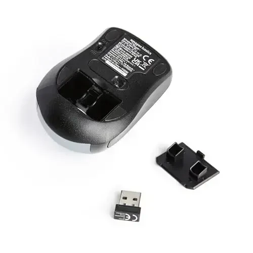 Amazon Basics 2.4 Ghz USB Nano qabul qiluvchisi, kumush rangli simsiz optik kompyuter sichqonchasi - 4