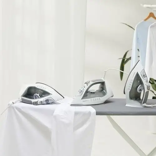 Amazon Basics Steam Iron for Clothes with Safety Auto Shut-Off, Handheld Steamer, Steel Soleplate, 1700-Watt, 1.62ft, Gray - 6
