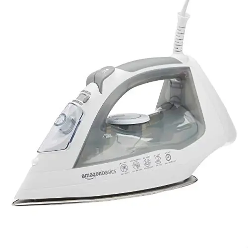 Amazon Basics Steam Iron for Clothes with Safety Auto Shut-Off, Handheld Garment Steamer, Wrinkle Remover, Stainless Steel Soleplate, Anti-Drip, 1700-Watt, 1.62ft, Gray - AMAZON BASICS