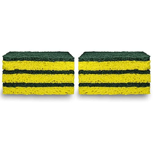 Amazon Basics Cleaning Sponges, Multipurpose, Heavy Duty Scrub Sponges, Yellow/Green, 6-Pack - 4