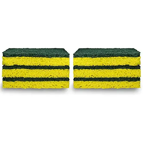 Amazon Basics Cleaning Sponges, Multipurpose, Heavy Duty Scrub Sponges, Yellow/Green, 6-Pack - 4